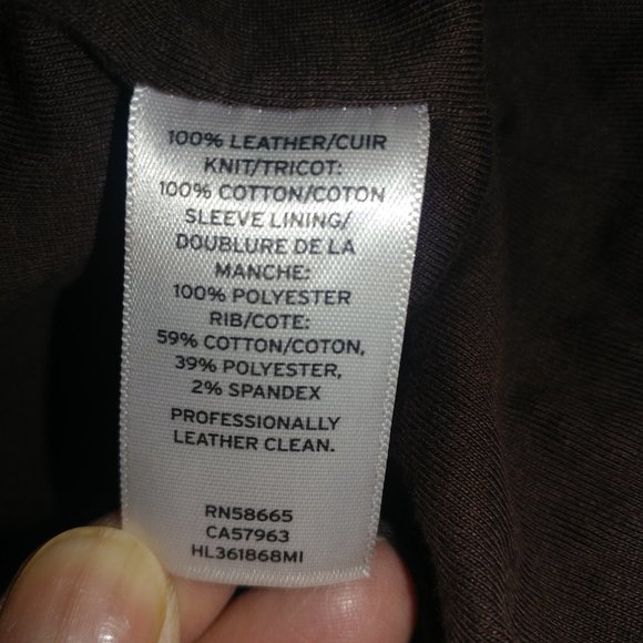 Hinge: Brown Genuine Leather Jacket With Knit Trim - Women's Size Small - Picture 15 of 15